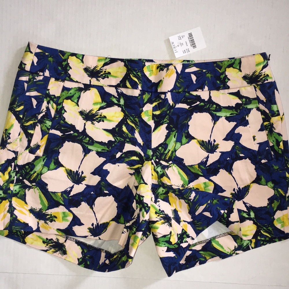 NWT J Crew Shorts | Navy with Yellow Floral Print | Size 10